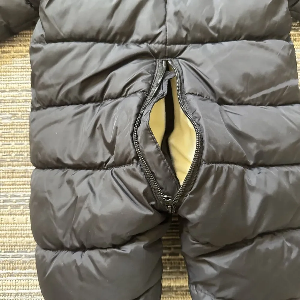 Happy Cherry Baby Boys Solid Black Cozy Bear Hood Puffer Jacket Snowsuit 6-12 M
